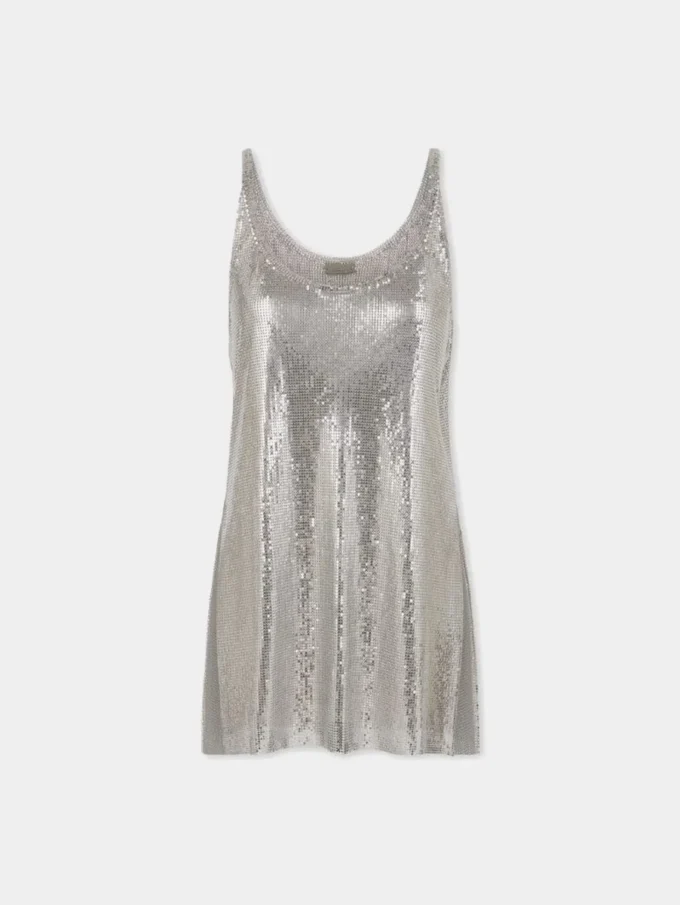 Silbernes Tanktop aus Mesh
