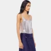 Silbernes Tanktop aus Mesh
