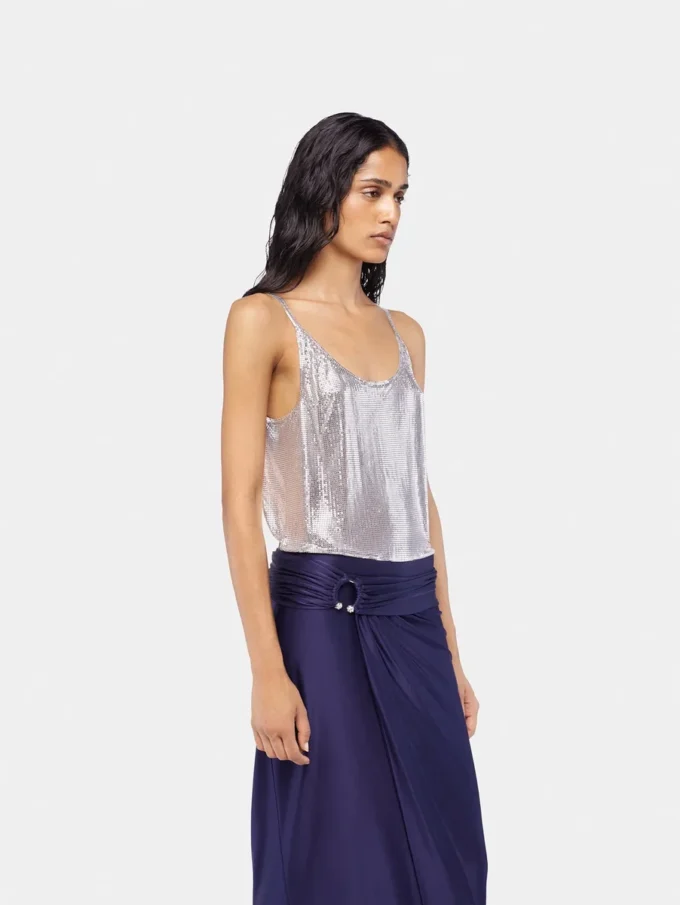 Silbernes Tanktop aus Mesh