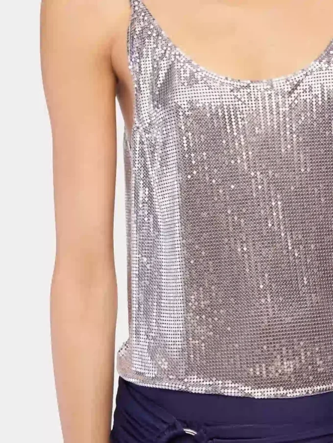 Silbernes Tanktop aus Mesh