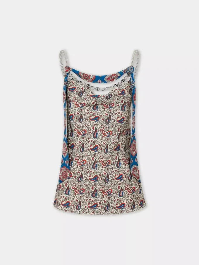 Tanktop aus bedrucktem Satin