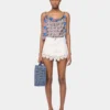Denimblaue Tragetasche aus Raffia