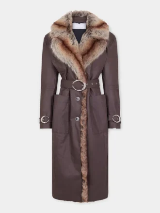Trenchcoat mit Kunstfellbesatz