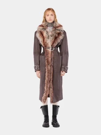 Trenchcoat mit Kunstfellbesatz