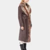 Trenchcoat mit Kunstfellbesatz