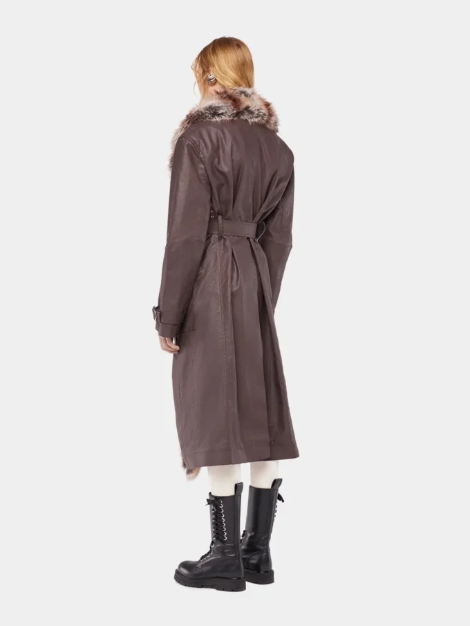 Trenchcoat mit Kunstfellbesatz