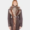 Trenchcoat mit Kunstfellbesatz