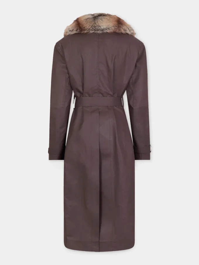 Trenchcoat mit Kunstfellbesatz