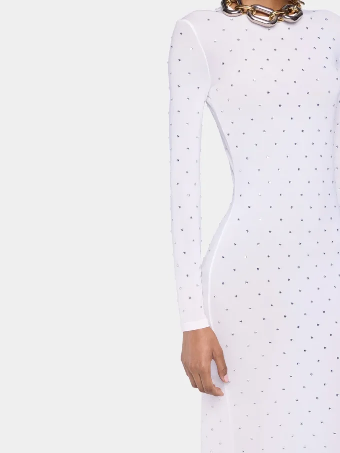 Weißes langes Kleid aus Jersey