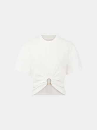 Weißes T-Shirt mit Piercing