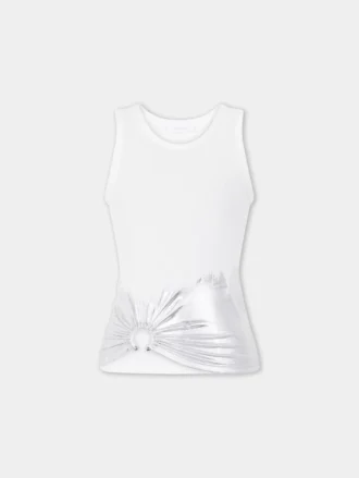 Weißes Tanktop aus geripptem Jersey