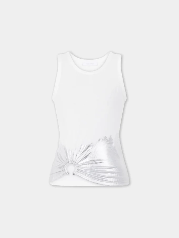 Weißes Tanktop aus geripptem Jersey