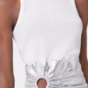 Weißes Tanktop aus geripptem Jersey