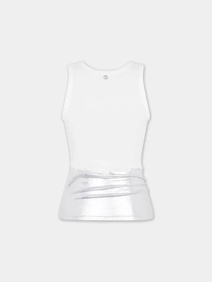 Weißes Tanktop aus geripptem Jersey